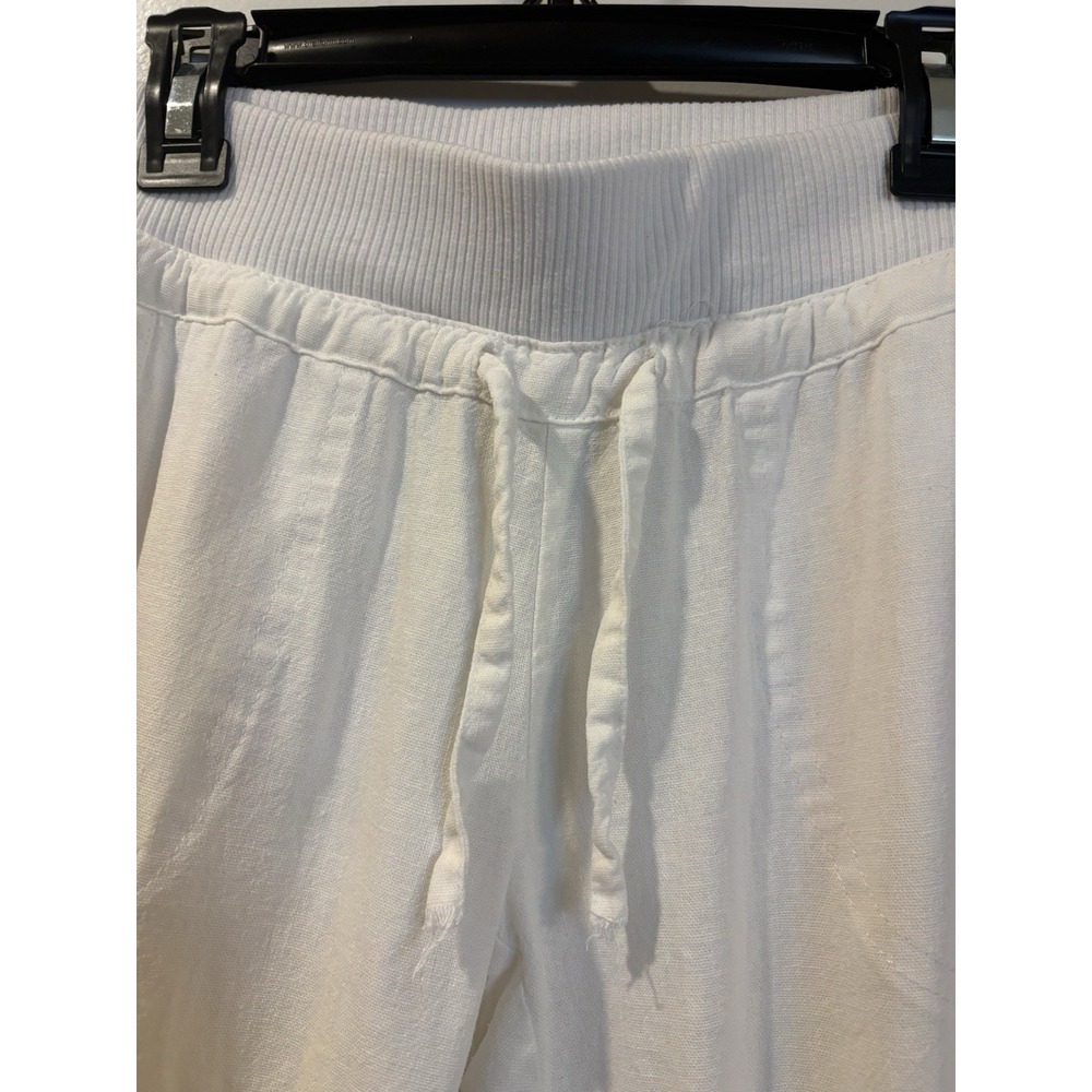 Love Tree White Frayed Hem Linen Blend Pants, Small, Beach Resort - Picture 3 of 10